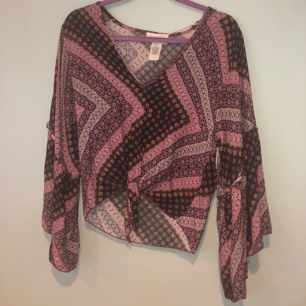 Purple Long Sleeve Crop Top
